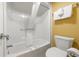 Clean bathroom with shower/tub combo, toilet and granite vanity at 6900 N Ocean Blvd. N # 1238, Myrtle Beach, SC 29572