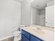 Clean bathroom with blue vanity and updated fixtures at 4273 Villas Dr. # 1007, Little River, SC 29566