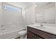 Clean bathroom with a shower/tub combo, vanity, and mirror at 326 Barn Owl Way, Conway, SC 29527