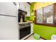 Kitchen features white cabinets, green walls, and stove at 3015 Old Bryan Dr. # 4-8, Myrtle Beach, SC 29577