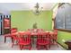 Charming dining area with red table and chairs at 3015 Old Bryan Dr. # 4-8, Myrtle Beach, SC 29577