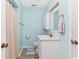 Full bathroom with shower/tub combo and white vanity at 1101 Possum Trot Rd. # C205, North Myrtle Beach, SC 29582