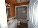 Bathroom with shower/tub combo, single vanity, and orange painted walls at 3831 Masters Ct. # 137, Myrtle Beach, SC 29577