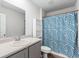 Clean bathroom with shower/tub combo and geometric shower curtain at 338 Spruce Pine Way, Conway, SC 29526