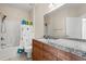 Bathroom with tub shower, vanity, and granite countertop at 84 S Addison Cottage Way # 213, Murrells Inlet, SC 29576