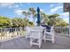 White deck furniture with umbrella and grill on a spacious deck at 204 5Th Ave. N, North Myrtle Beach, SC 29582
