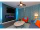 Modern living room with fireplace and TV at 5300 North Ocean Blvd. # 1405, Myrtle Beach, SC 29577