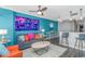 Living area with blue walls, comfy seating, and a coastal vibe at 5300 North Ocean Blvd. # 1405, Myrtle Beach, SC 29577