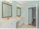 Double vanity bathroom with a large mirror and plenty of cabinet storage at 676 Oxbow Dr., Myrtle Beach, SC 29579