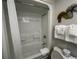 Clean bathroom with shower/tub combo, toilet and vanity at 601 Retreat Beach Circle # 524, Pawleys Island, SC 29585