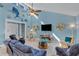 Spacious living area featuring a large TV and coastal decor at 504 13Th Ave. S, North Myrtle Beach, SC 29582