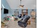 Bright living room with vaulted ceilings, fireplace, and comfy seating at 504 13Th Ave. S, North Myrtle Beach, SC 29582