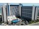 Ocean Reef Resort aerial view showing building, pool, and parking at 7100 Ocean Blvd. N # 919, Myrtle Beach, SC 29572