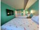 Bedroom with two twin beds, a TV, and teal walls at 7100 Ocean Blvd. N # 919, Myrtle Beach, SC 29572