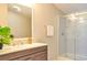 Clean bathroom with a walk-in shower and modern vanity at 527 Folly Estates Dr., Myrtle Beach, SC 29588