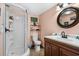 Bathroom with shower, toilet, and vanity with sink at 6001 - 1749 S Kings Hwy., Myrtle Beach, SC 29575