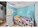 Small bedroom with twin bed and colorful bedding at 6001 - 1749 S Kings Hwy., Myrtle Beach, SC 29575