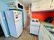 Retro kitchen featuring white appliances and a light blue refrigerator at 6001 - M26 S Kings Hwy., Myrtle Beach, SC 29575