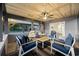 Relaxing back porch with seating and ceiling fan at 3801 N Ocean Blvd., North Myrtle Beach, SC 29582