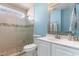 Modern bathroom with a shower and a single vanity at 419 Mckendree Ln., Myrtle Beach, SC 29579