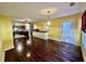 Dining room with hardwood floors and access to the kitchen at 196 Marsh Hawk Dr., Myrtle Beach, SC 29588