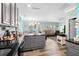 Open kitchen features granite countertops, gray cabinets, and island at 6001-7038 S Kings Hwy., Myrtle Beach, SC 29575