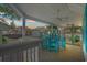 Relaxing covered porch with wooden flooring and colorful seating overlooks a pond at 6001-7038 S Kings Hwy., Myrtle Beach, SC 29575