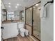 Bathroom with a walk-in shower and updated vanity at 14290 Ocean Hwy. # 202, Pawleys Island, SC 29585