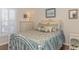 Bedroom with a white metal bed frame and light blue bedding at 5804 Longwood Dr. # 203, Murrells Inlet, SC 29576