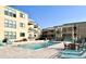 Relaxing community pool and patio area with seating at 9661 Shore Dr. # A-38, Myrtle Beach, SC 29572