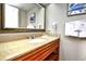 Bathroom with granite countertop and updated fixtures at 6804 N Ocean Blvd. # 627, Myrtle Beach, SC 29572