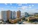 Aerial view of oceanfront resort buildings and parking at 9550 Shore Dr. # 831, Myrtle Beach, SC 29572