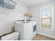 Bright laundry room with washer, dryer, and shelving at 1315 Bermuda Grass Dr., Myrtle Beach, SC 29579