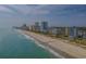 Aerial view of the beach and high-rise hotels at 300 Golan Circle # C, Myrtle Beach, SC 29579
