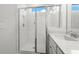 Updated bathroom with a walk-in shower and marble tile at 508 Shellbark Dr., Longs, SC 29568