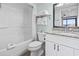 Clean bathroom with a shower/tub combo and granite vanity at 205 N 74Th Ave. N # 1106, Myrtle Beach, SC 29572