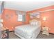 Bedroom with a queen bed and coastal-themed decor at 7100 N Ocean Blvd. # 218, Myrtle Beach, SC 29572