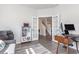 Bright home office features built-in shelving, desk, and view to staircase at 3519 Cornflower Way, Conway, SC 29526