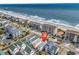 Aerial view showing home's location near the beach at 912-B S Ocean Blvd., Surfside Beach, SC 29575