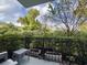 Private patio with trellises, planters, and room for seating at 5001 Little River Rd. # E115, Myrtle Beach, SC 29577