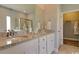 Bathroom with granite countertop, double vanity, and walk-in shower at 5030 Selene Ct., Myrtle Beach, SC 29588