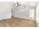 Bright living room featuring hardwood floors and a ceiling fan at 1006 Stump Rd., Conway, SC 29526