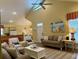 Open living room with high ceilings, kitchen view at 101 Georges Bay Rd., Surfside Beach, SC 29575