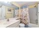 Bathroom with a shower/tub combo and beach-themed decor at 9400 Shore Dr. # 917, Myrtle Beach, SC 29572