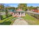 Aerial view of a red brick house with green roof at 1632 Butts St., Georgetown, SC 29440