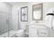 Clean bathroom with a shower, toilet, and vanity at 2740 Rowyn St., Longs, SC 29568