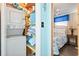 Stackable washer and dryer in a well-organized closet at 6001 South Kings Hwy., Myrtle Beach, SC 29575