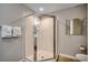 Clean shower with glass enclosure at 8500 Margate Circle # 2704, Myrtle Beach, SC 29572
