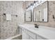 Vanity with modern fixtures and patterned wallpaper at 612 River Oaks Dr. # 55D, Myrtle Beach, SC 29579
