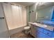 Bathroom with shower/tub combo and granite vanity at 1625 S Ocean Blvd. # 1002, North Myrtle Beach, SC 29582